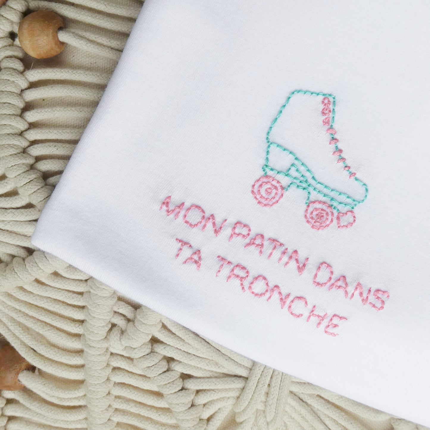 T-shirt brodé main - Mon patin dans ta tronche