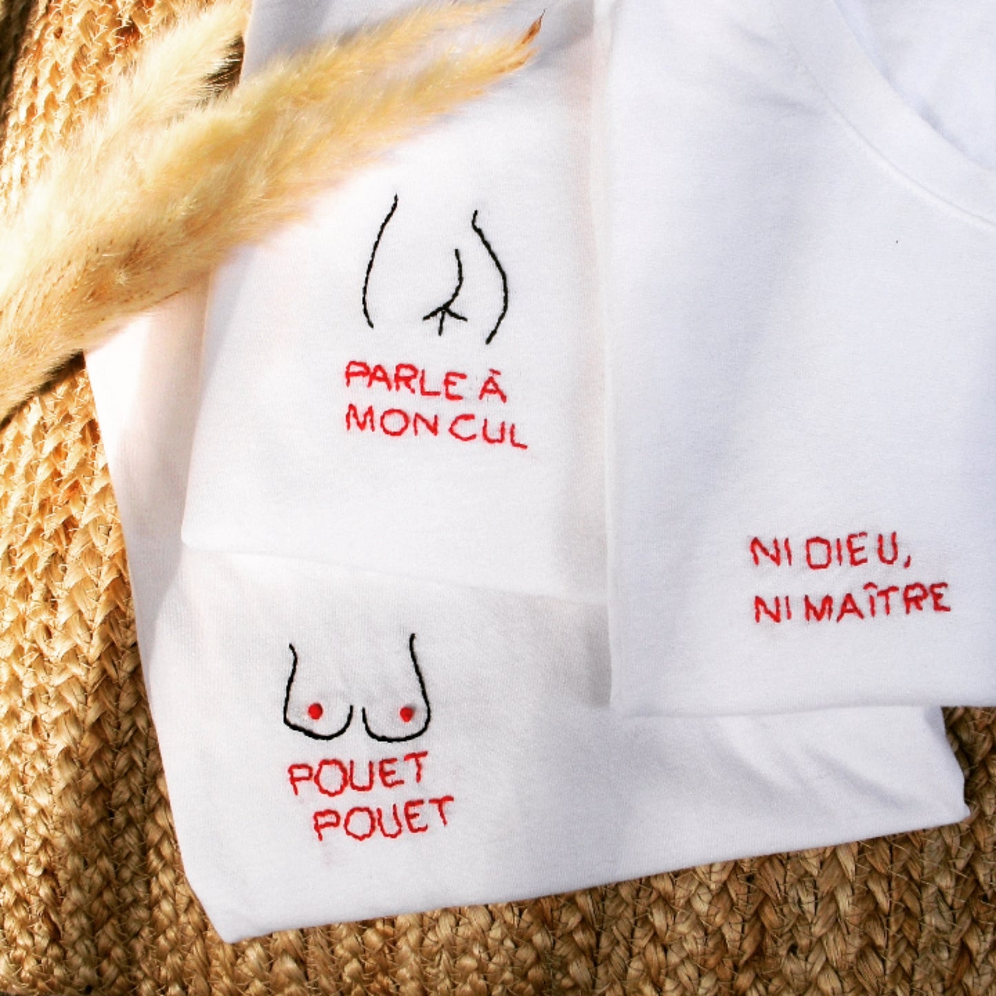 T-shirt brodé main - Ni dieu, ni maître