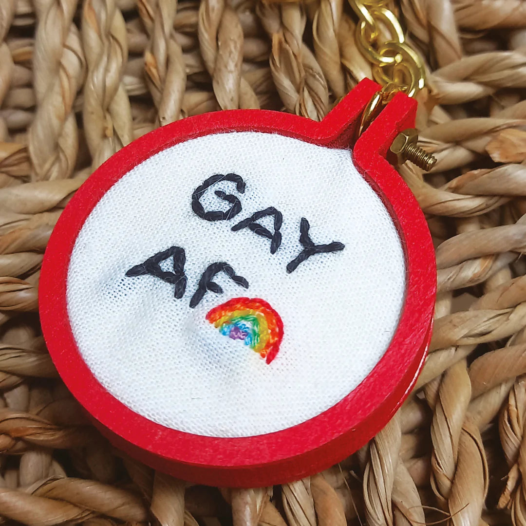 Porte-clés brodé main - Gay AF