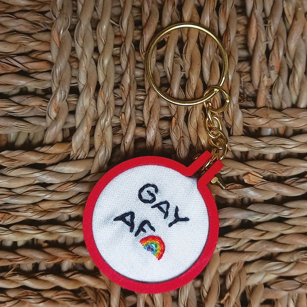 Porte-clés brodé main - Gay AF